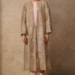 Blush Rose Geometric Gilded Coat Ensemble