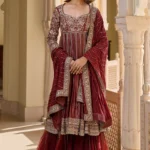 Maroon Hand-Worked Pishwas & Sharara Set