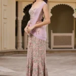 Rosewood Lavender Floral Saree-Style Lehanga