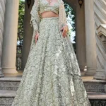 Sage Mint 3D Floral Crystallized Lehenga