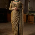 Antique Gold Gilded Sequined Saree