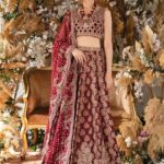 Heritage Maroon Velvet-Bordered Lehenga